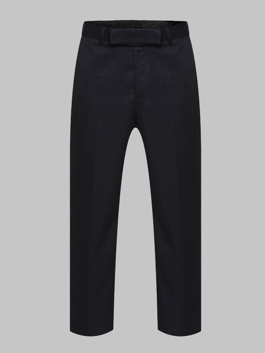 Slim fit black cotton blend trouser