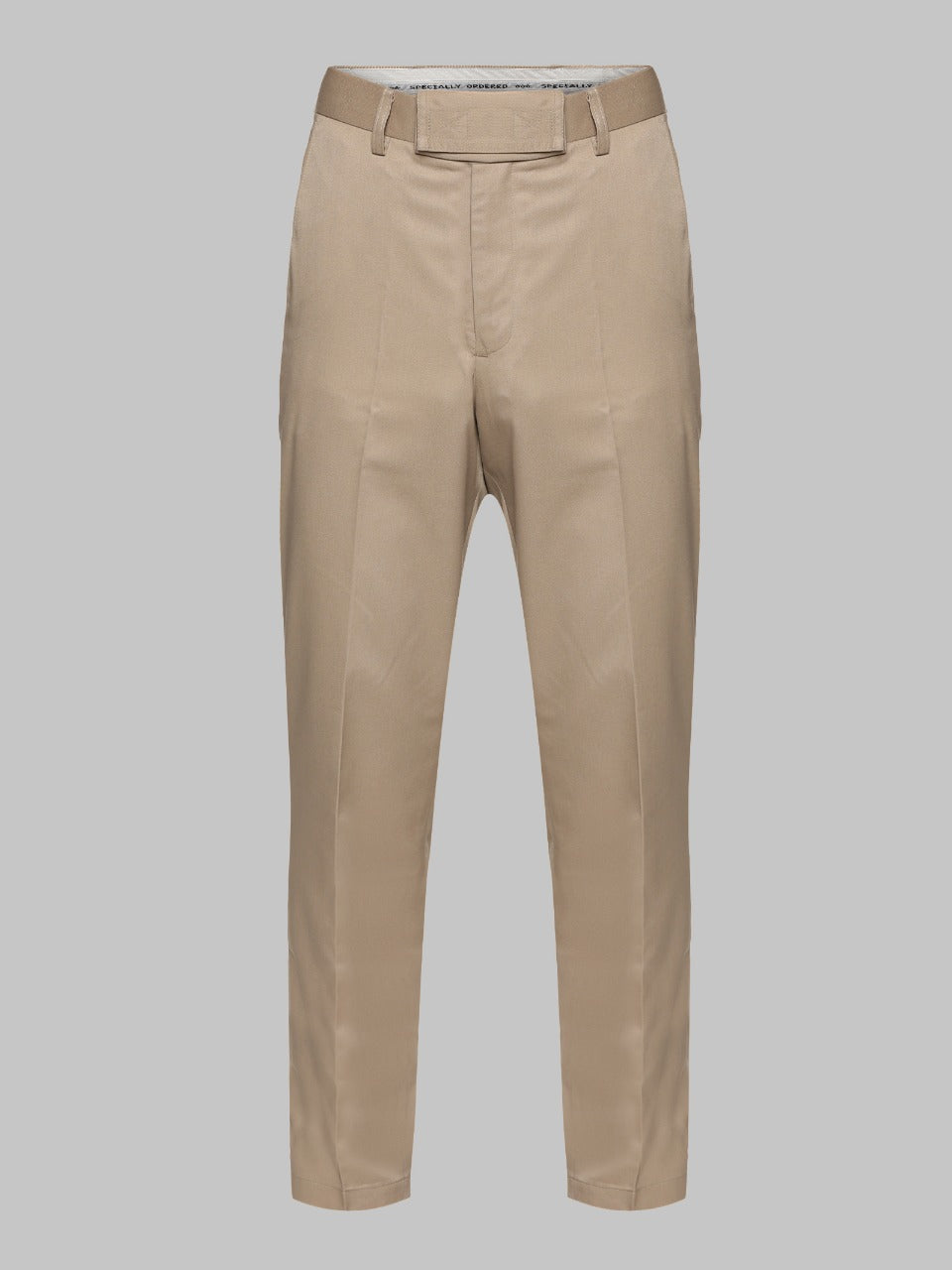 Slim fit beige cotton blend trouser