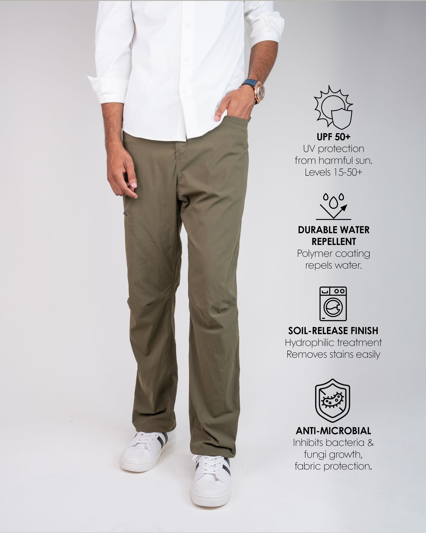 Nomadica Men’s All-Terrain Light weight Travel Pant – UPF 50+ Sun Protection, Water Repellent, Anti-Microbial, Soil-Release Finish