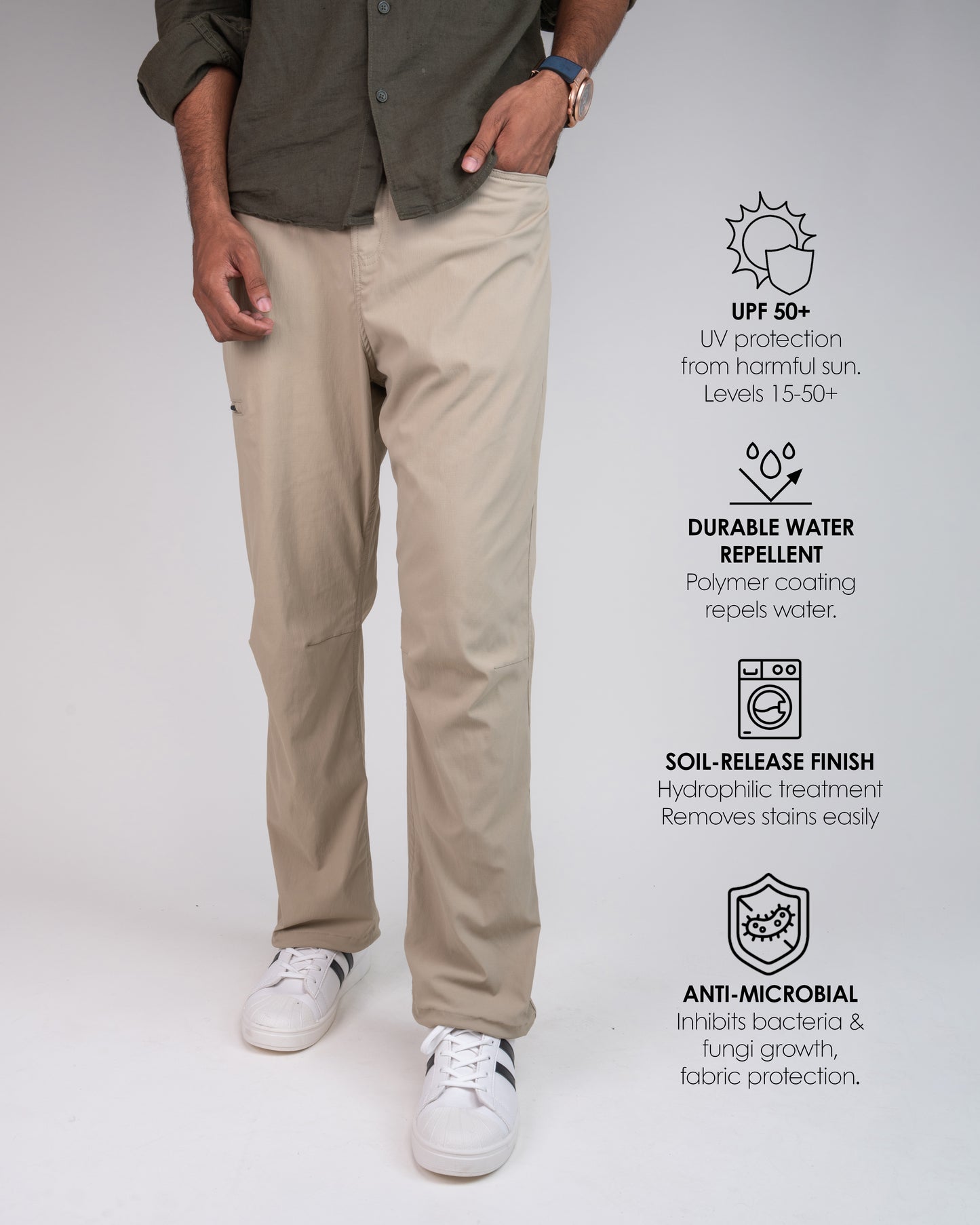 Nomadica Men’s All-Terrain Light weight Travel Pant – UPF 50+ Sun Protection, Water Repellent, Anti-Microbial, Soil-Release Finish