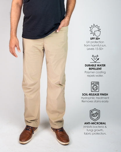 Nomadica Men’s All-Terrain Light weight Travel Pant – UPF 50+ Sun Protection, Water Repellent, Anti-Microbial, Soil-Release Finish