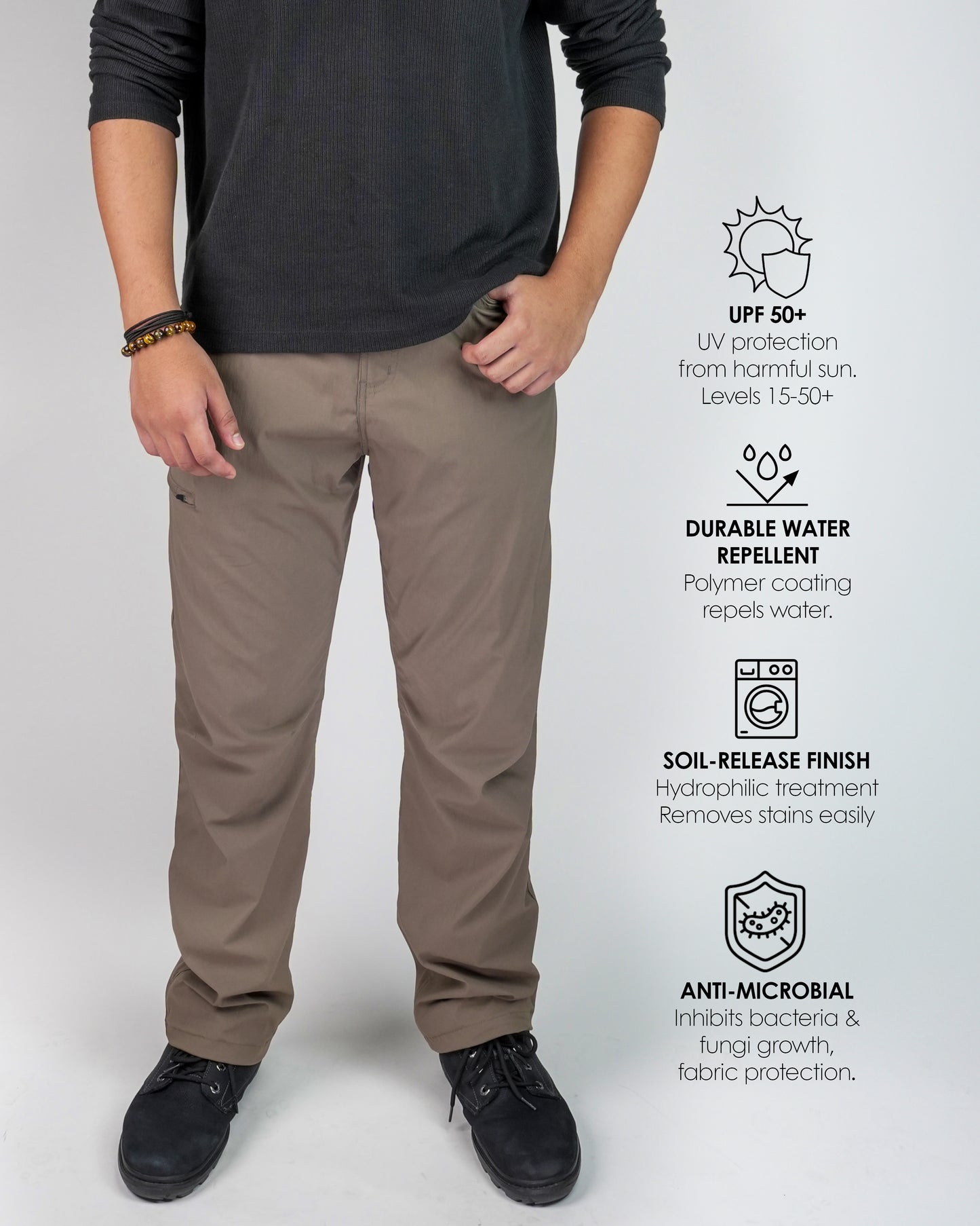 Nomadica Men’s All-Terrain Light weight Travel Pant – UPF 50+ Sun Protection, Water Repellent, Anti-Microbial, Soil-Release Finish