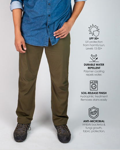 Nomadica Men’s All-Terrain Light weight Travel Pant – UPF 50+ Sun Protection, Water Repellent, Anti-Microbial, Soil-Release Finish