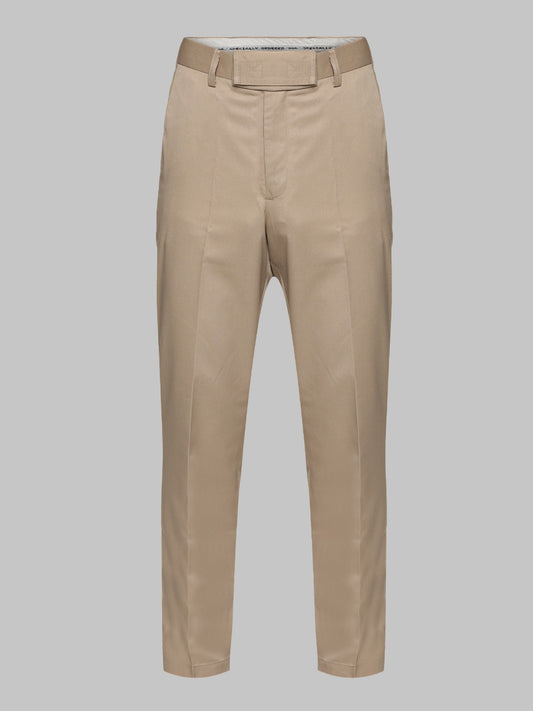 Slim fit beige cotton blend trouser